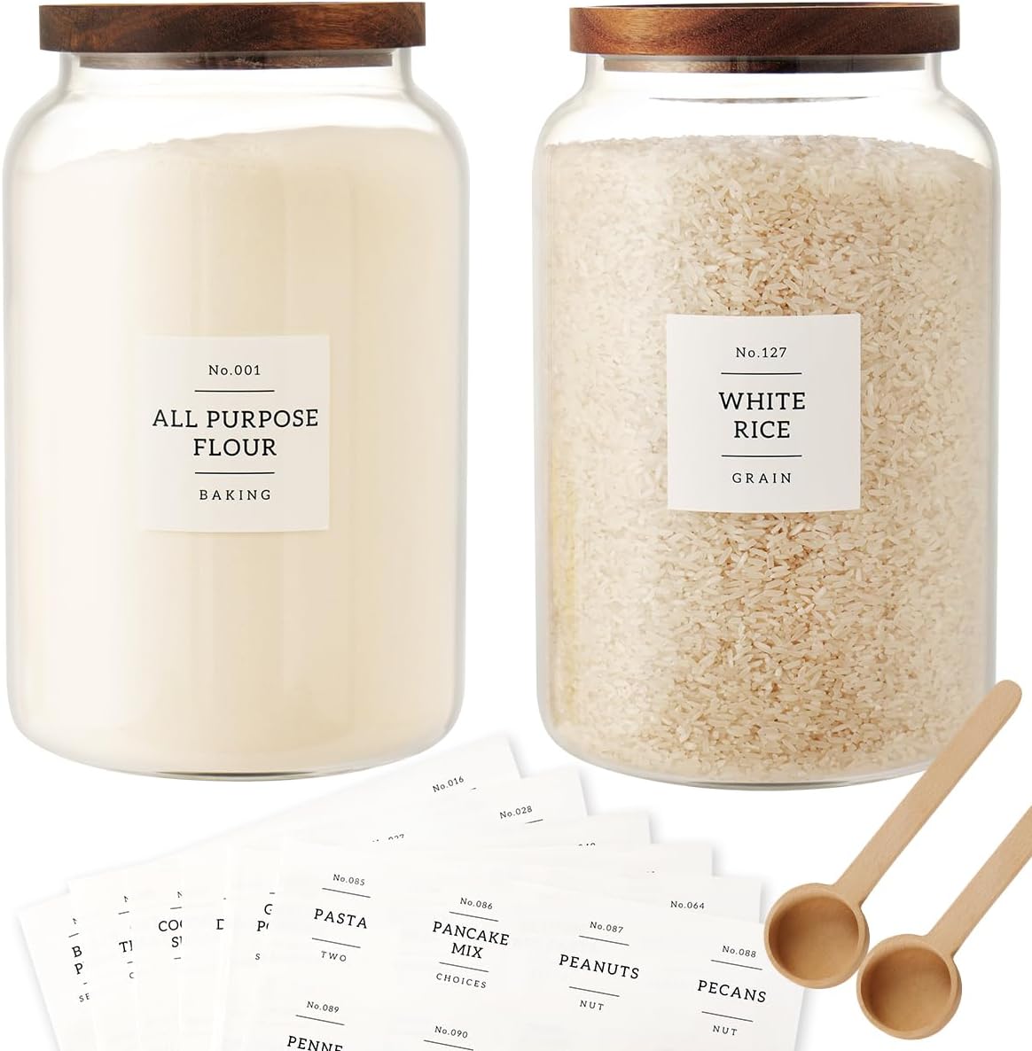 2 Piece Large Glass Jars with Airtight Lids, 1 Gallon, 4000 ml