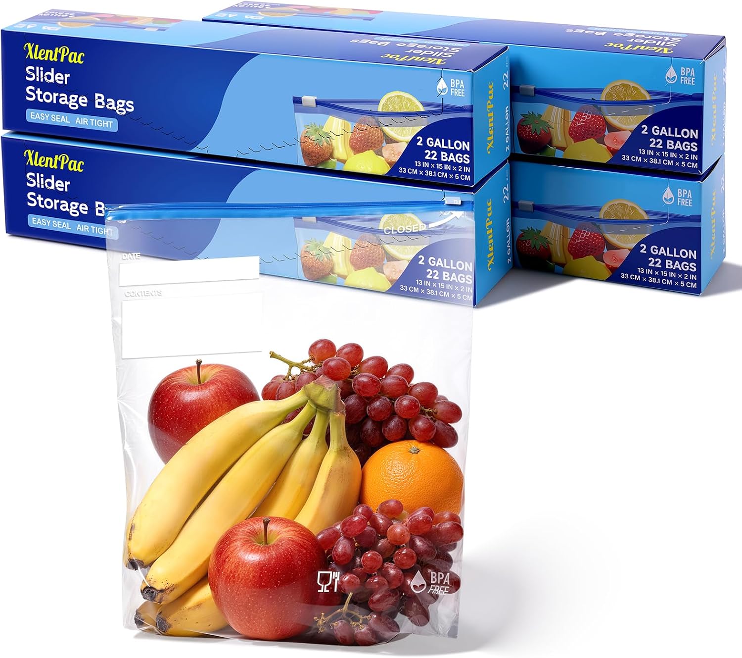 88 Count 2 Gallon Slider Storage Bags with Expandable Bottom
